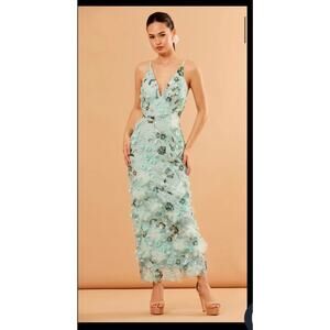 HELSI Nora Deep V-Neck Sequin Applique Midi Dress - M (New)